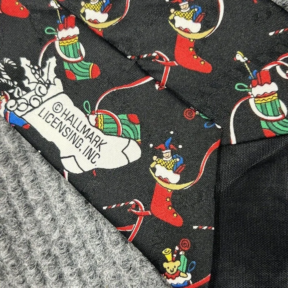 Hallmark Christmas Necktie Mens‎ Holiday Festive Stockings Candy Cane Dressy NWT